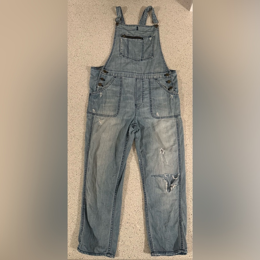 Madewell Blue Denim Overalls Distressed Small